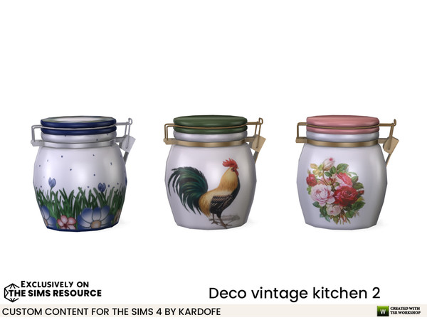 Sims 4 — Deco vintage kitchen Sugar bowl by kardofe — Ceramic sugar bowl with lid, decorative, in three colour options