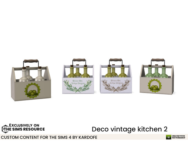 Sims 4 — Deco vintage kitchen Box with bottles by kardofe — Wooden box with olive oil bottles, decorative, in four colour