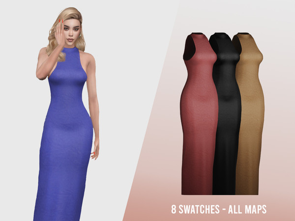 Sims 4 — Dress No.80 by BeatBBQ — - 8 Colors - All Texture Maps - New Mesh (All LODs) - Custom Thumbnail - HQ Compatible