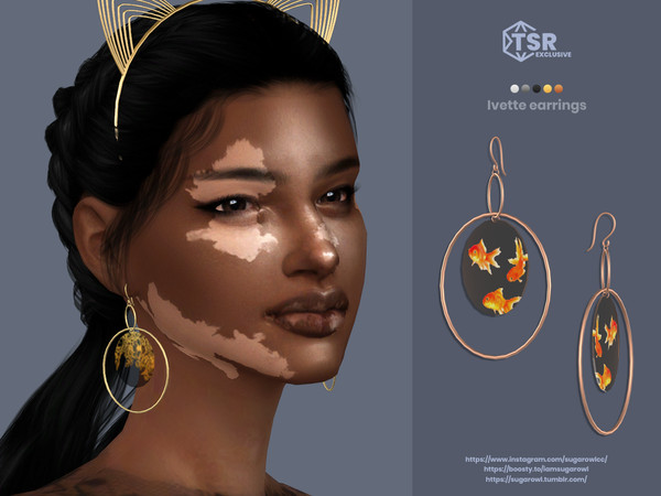 Sims 4 — Ivette earrings by sugar_owl — Female double hoop earrings with semi-transparent circles. 10 swatches. Teen -