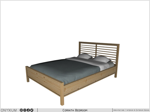Sims 4 — Corinth Bed by Onyxium — Onyxium@TSR Design Workshop Bedroom Collection | Belong To The 2023 Year