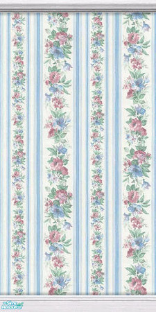 Sims 2 — Everything's Comming Up Roses 6 of 12 by TSR Archive — Rose wallpaper 6. Blue wallpaper with stripes of pink