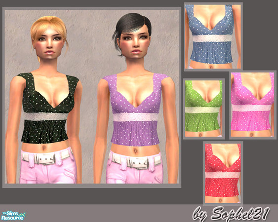 Sims 2 — SO_TeenCollection_024 by Sophel21 — 6 polka dot tops for your teen girls (hair from model: roseSims2) ***req. no