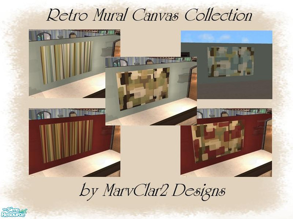 Sims 2 — Retro Canvas Mural Set by marvclar2 — If you loved the wallpaper murals, you will love these paintings! by