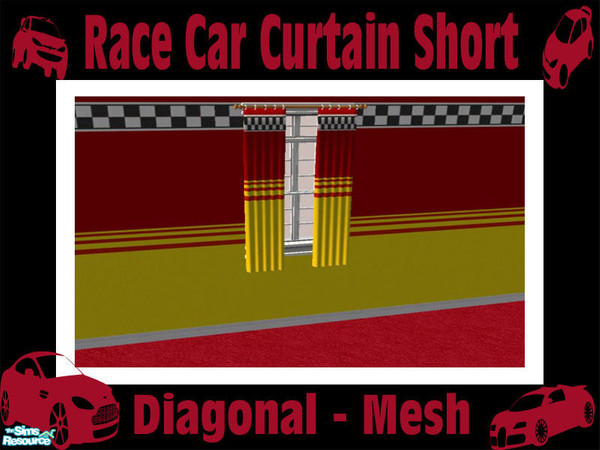 Sims 2 — Race Car Curtain - Short Diagonal Mesh by Shakeshaft — Part of a set of curtains to match the Race Car Bedroom