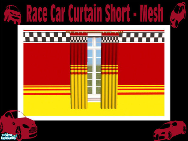Sims 2 — Race Car Curtain - Short Mesh by Shakeshaft — Part of a set of curtains to match the Race Car Bedroom Set, in