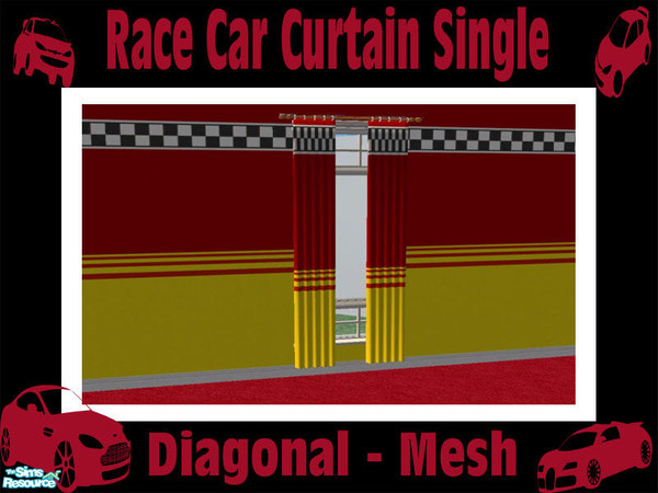 Sims 2 — Race Car Curtain - Single Diagonal Mesh by Shakeshaft — Part of a set of curtains to match the Race Car Bedroom