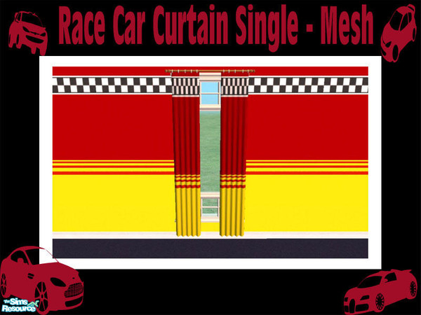 Sims 2 — Race Car Curtain - Single Mesh by Shakeshaft — Part of a set of curtains to match the Race Car Bedroom Set, in