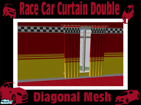 Sims 2 — Race Car Curtain - Double Diagonal Mesh by Shakeshaft — Part of a set of curtains to match the Race Car Bedroom