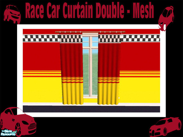 Sims 2 — Race Car Curtain - Double Mesh by Shakeshaft — Part of a set of curtains to match the Race Car Bedroom Set, in