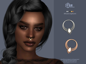 Sims 4 — Ritual septum by sugar_owl — Metal septum with pearl drop for male and female sims. 5 swatches - gold, silver