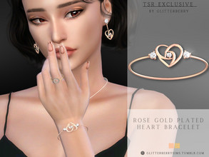 Sims 4 — Rose Gold Plated Heart Bracelet by Glitterberryfly — A simple rose gold bracelet with a heart pendant and