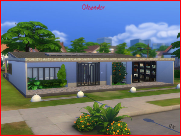Sims 4 — Oleander by ruja2 — Oleander, one-story house with three bedrooms and two bathrooms, one is a suite with a