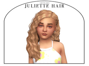 Sims 4 — Juliette Hair (Children) by arethabee — lilith hair - children - 15 ea colors - base game compatible - hat
