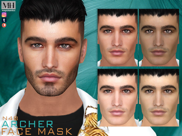 Sims 4 — [Patreon] Archer Face Mask N48 by MagicHand — Male face in 5 skin color variations - HQ Compatible. Preview -