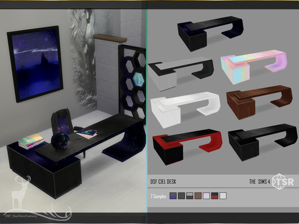 Sims 4 — CIEL DESK by DanSimsFantasy — L-shaped desk, provides enough space to add your supporting tools when you study,