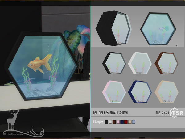 Sims 4 — CIEL HEXAGONAL FISHBOWL by DanSimsFantasy — A simple fish tank in the shape of a hexagon. Samples. 8 Location: