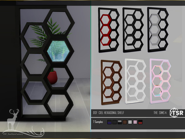 Sims 4 — CIEL HEXAGONAL SHELF by DanSimsFantasy — You can separate the spaces in your home with this shelf, it allows the