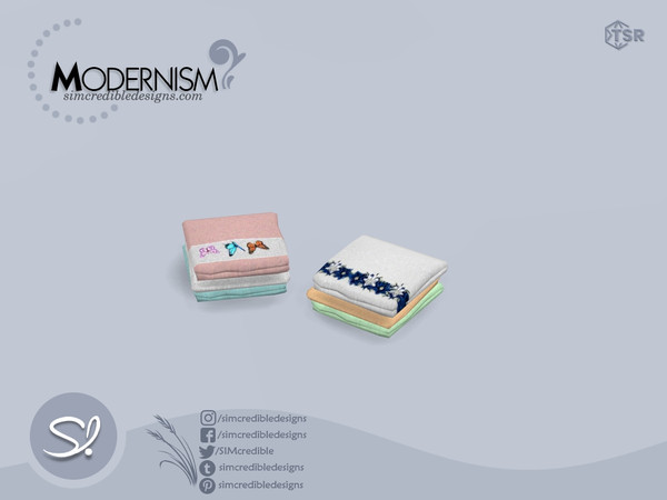Sims 4 — Modernism Towels pile by SIMcredible! — by SIMcredibledesigns.com available at TheSimsResource 2 colors