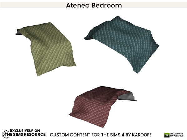 Sims 4 — Atenea Bedroom Blanket by kardofe — Quilted blanket, to put on the bed, no need for tricks, in three colour
