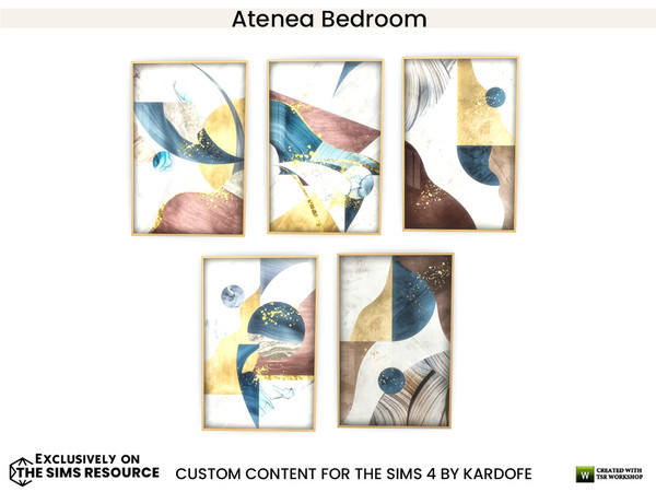 Sims 4 — Atenea Bedroom Pictures by kardofe — Large picture with abstract prints, in five different colour options