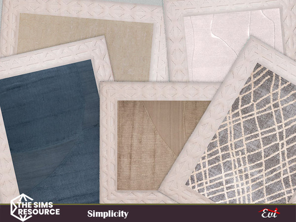 Sims 4 — Simplicity rugs by evi — A variety of five rugs with pale colours which fit every room.