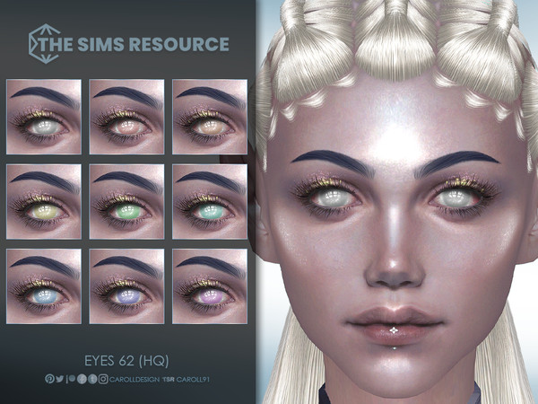 Sims 4 — Eyes 62 (HQ)  by Caroll912 — A 9-swatch set of fantasy eyes in different shades of pastel rainbow spectrum as