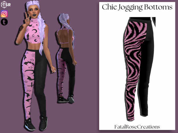 Sims 4 — Chic Jogging Set Bottoms by FatalRose47 — Cute Jogging bottoms with 18 Swatches