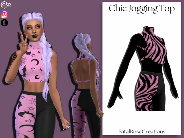 Sims 4 — Chic Jogging Set Top by FatalRose47 — Cute Jogging top with 18 swatches. Comes with matching pants