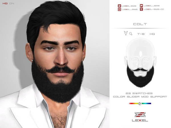 Sims 4 — Colt (facial hair) by LEXEL_s — - 23 swatches - Teen - elder - Male & T-male sims - HQ + uncompressed