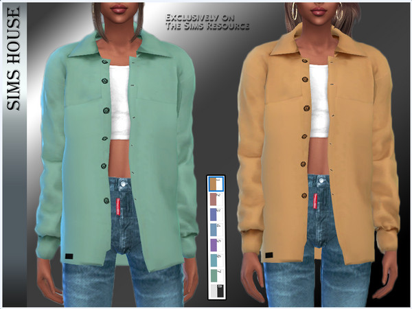 Sims 4 — WOMEN'S OVERSIZE SHIRT by Sims_House — WOMEN'S OVERSIZE SHIRT 8 options. Women's oversized shirt unbuttoned with