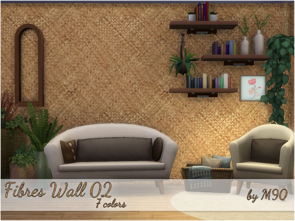Sims 4 — Fibres Wall 02 by Mircia90 — Wicker matting wall in 7 colors.