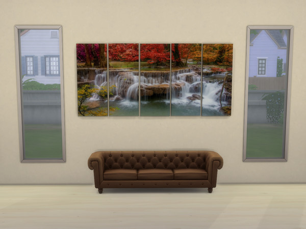 Sims 4 — Waterfall Wall Art by yuxmara2710 —  Waterfall Wall Art [Base game Imagined Landscape]