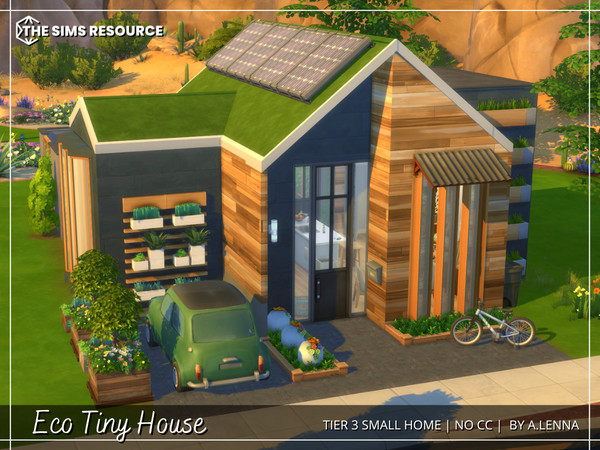 Sims 4 — Eco Tiny House by Alenna2 — Lovely tiny house made with sustainable and eco-friendly materials. There is an open