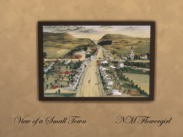Sims 4 — View of a Small Town by nmflowergirl — A small town frozen in time...with autonomy turned off too. No one ages
