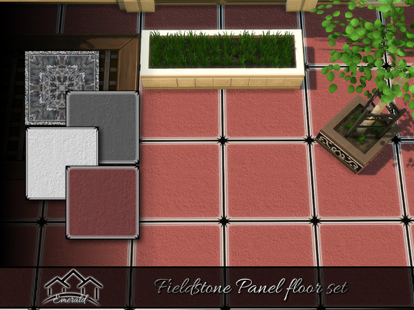 Sims 4 — Fieldstone Panel floor set by Emerald — Way to enhance your home's interior or exterior.