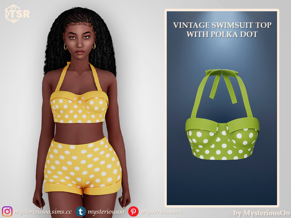 Sims 4 — Vintage swimsuit top with polka dot by MysteriousOo — Vintage swimsuit top with polka dot in 9 colors