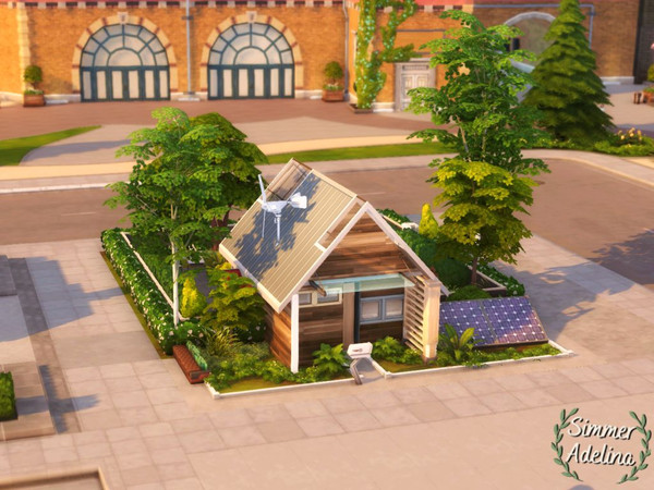 Sims 4 — Tiny Eco House by simmer_adelaina — Lot's Placement: Evergreen Harbor, Canal Corner. This 32 tier home is