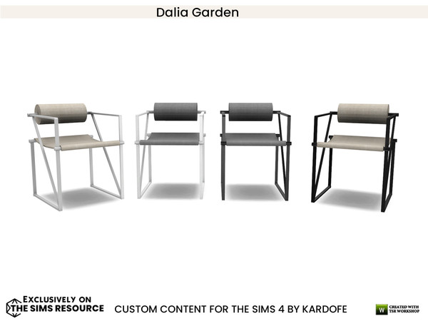 Sims 4 — Dalia Garden Dining Chair by kardofe — Modern design chair in fabric and metal, in four different versions