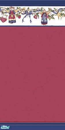 Sims 2 — Contry Angels wallpapers Cranberry by TSR Archive — Cranberry wallpaper with blue trim and a boarder of country