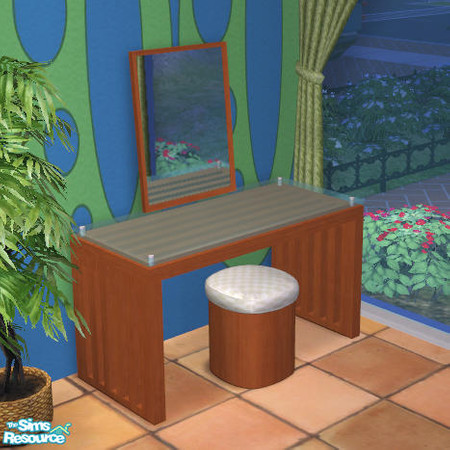 Sims 2 — Pinewood Vanity Table - RCw2 by NoFrills — Recolor of the WOOD FRAME of pinewood vanity table.