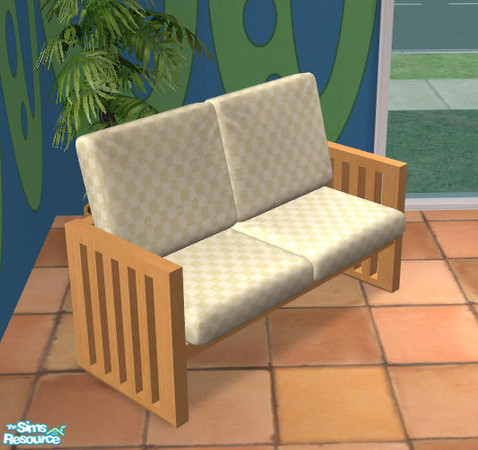 Sims 2 — Pinewood Loveseat - Mesh by NoFrills — Pinewood loveseat main mesh. Get this for the recolors of it to work in