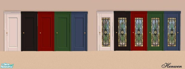 Sims 2 — Chiclettina Mauritania In Color Set by Henwen — Maxis doors in colors, some matching Maxis La Fenetre shuttered