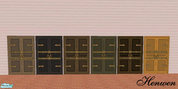 Sims 2 — Open Sesame Wood Colored by Henwen — Open Sesame doors in different wood colors.