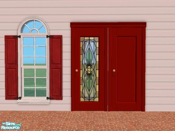Sims 2 — Chiclettina Mauritania Red by Henwen — This in the door only [shown on the left] and matches Maxis La Fenetre