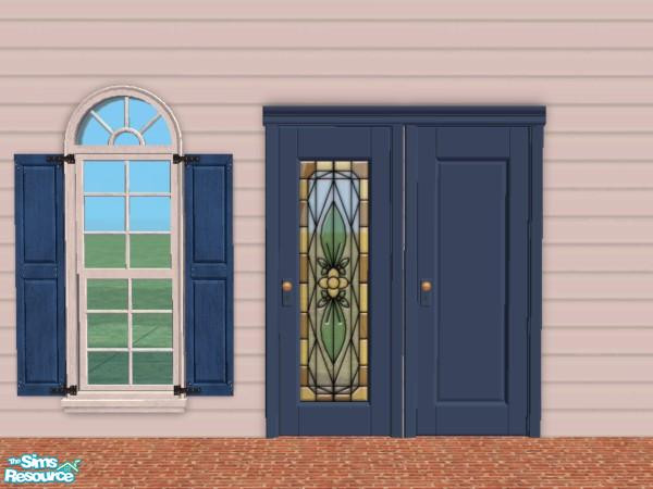 Sims 2 — Chiclettina Mauritania Blue Door by Henwen — This is the door only [shown on the left] and matches Maxis La