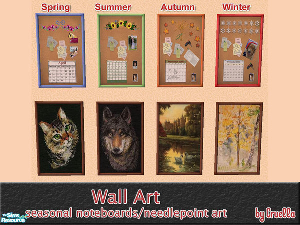 Sims 2 — am_WallArt by Cruella — Seasonal bulletin boards and needlepoint art.
