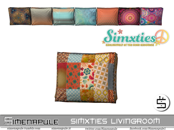 Sims 4 — Simxties Livingroom - Rectangular Pillow by Simenapule — Simxties Livingroom - Rectangular Pillow. 8 colors.