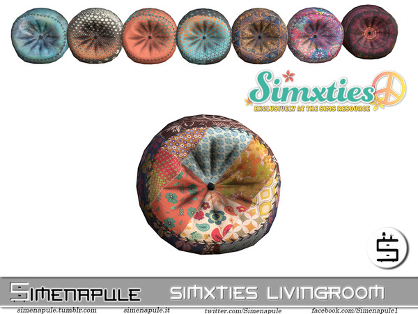 Sims 4 — Simxties Livingroom - Round Pillow by Simenapule — Simxties Livingroom - Round Pillow. 8 colors.