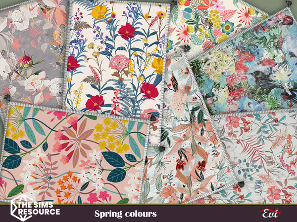 Sims 4 — Spring Colour rugs by evi — Rugs with light and colorful colours for both interiors and yards.